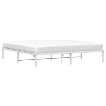 White Metal Bed Frame 193x203 cm - Sturdy & Elegant Design