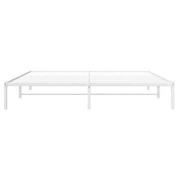 White Metal Bed Frame 193x203 cm - Sturdy & Elegant Design