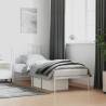 Elegant White Metal Bed Frame with Headboard - 90x200 cm