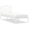 Elegant White Metal Bed Frame with Headboard - 90x200 cm