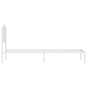 Elegant White Metal Bed Frame with Headboard - 90x200 cm