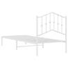 Elegant White Metal Bed Frame with Headboard - 90x200 cm