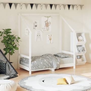 Kids Bed Frame White 70x140 cm Solid Wood Pine - Hipomarket