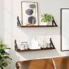 Modern Wall Shelves - Brown Oak 60x15 cm | 2 pcs Set