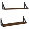 Modern Wall Shelves - Brown Oak 60x15 cm | 2 pcs Set