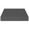 High Gloss Grey Floating Wall Shelves - 2 pcs | HipoMarket