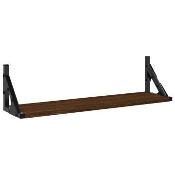 Modern Wall Shelves - Brown Oak 60x15 cm | 2 pcs Set