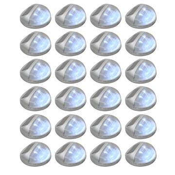 Buy 24 Pack Outdoor Solar Wall Lamps - LED Round Silver