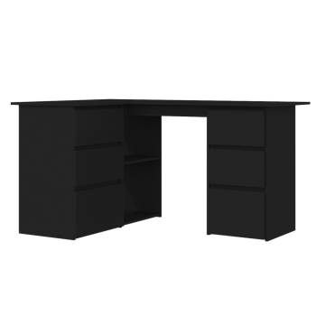 Corner Desk Black 145x100 cm - Sturdy Engineered Wood