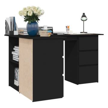 Corner Desk Black 145x100 cm - Sturdy Engineered Wood