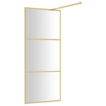 Walk-in Shower Wall with Clear ESG Glass Gold 80x195 cm