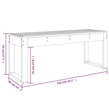 Garden Bench Grey 110x38x45 cm - Solid Wood Pine Outdoor