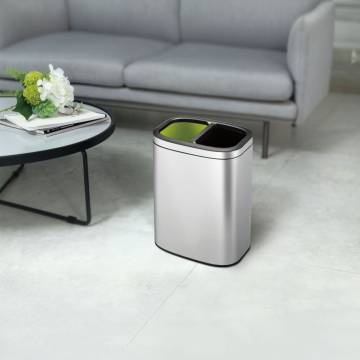 EKO Open Top Waste Bin OLI-Cube 2x10 L Matte Silver | Hipo Market