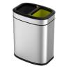 EKO Open Top Waste Bin OLI-Cube 2x10 L Matte Silver | Hipo Market