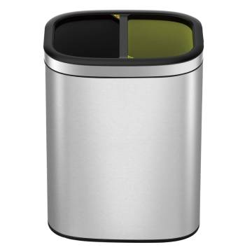 EKO Open Top Waste Bin OLI-Cube 2x10 L Matte Silver | Hipo Market