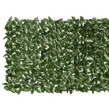 Balcony Screen with Dark Green Leaves - 600x100 cm Privacy Solution