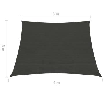 Sunshade Sail 160 g/m² Anthracite - 3x4m HDPE | HipoMarket