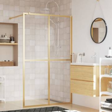 Modern Walk-in Shower Wall with Clear ESG Glass - Gold 118x195 cm