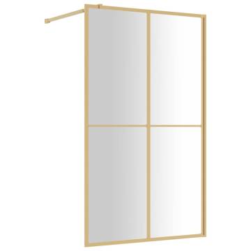 Modern Walk-in Shower Wall with Clear ESG Glass - Gold 118x195 cm