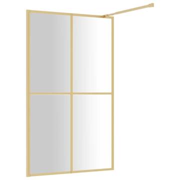 Modern Walk-in Shower Wall with Clear ESG Glass - Gold 118x195 cm