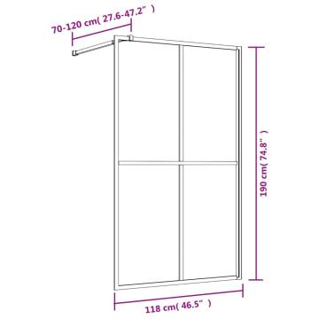 Modern Walk-in Shower Wall with Clear ESG Glass - Gold 118x195 cm