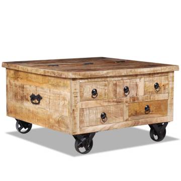 Industrial Coffee Table Rough Mango Wood 70x70x40 cm