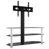 Corner TV Stand 3-Tiers for 32-70 Inch - Black & Silver