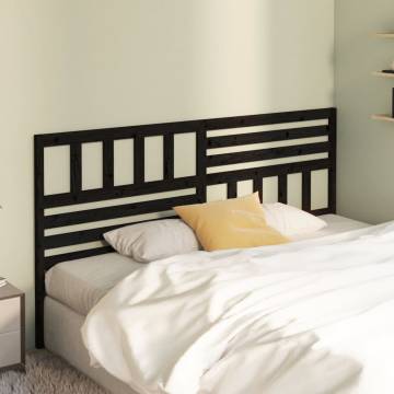 Stylish Black Bed Headboard - Solid Pine, 206x4x100 cm