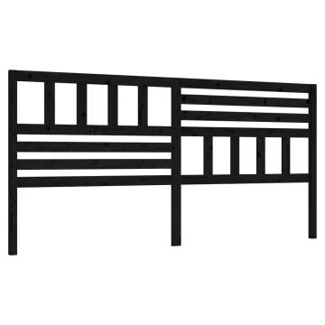 Stylish Black Bed Headboard - Solid Pine, 206x4x100 cm