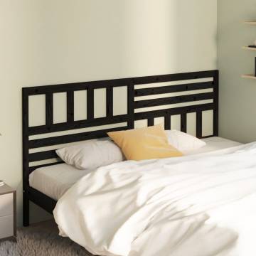 Stylish Black Bed Headboard - Solid Pine, 206x4x100 cm