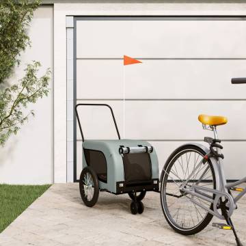 Durable Pet Bike Trailer in Grey & Black - Oxford Fabric