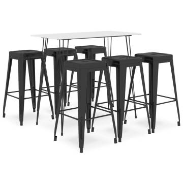 7 Piece Bar Set in White and Black | Modern Design