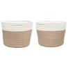 Stylish Cotton Storage Baskets - 2 Pcs Brown & White Ø24x18 cm