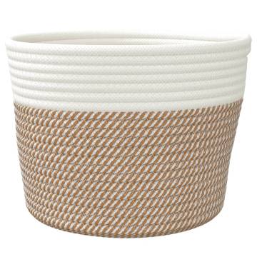 Stylish Cotton Storage Baskets - 2 Pcs Brown & White Ø24x18 cm