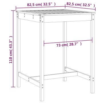 Garden Table Black 82.5x82.5x110 cm Solid Pine - Hipomarket