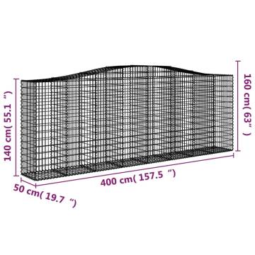 Arched Gabion Baskets - 5 pcs Galvanised Iron Garden Barriers