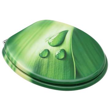 WC Toilet Seats with Lid - 2 pcs MDF Green Water Drop Design