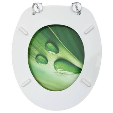 WC Toilet Seats with Lid - 2 pcs MDF Green Water Drop Design