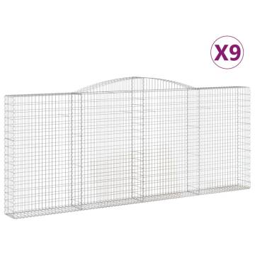 Arched Gabion Baskets - 9 pcs Galvanised Iron Garden Barriers