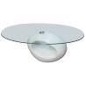 Coffee Table with Oval Glass Top High Gloss White Colour white Quantity in Package 1 