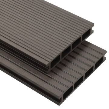 WPC Hollow Decking Boards 16m² 2.2m Dark Brown - Quality & Durable