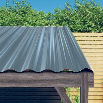 Roof Panels - 12 pcs Powder-coated Steel Grey 100x36 cm