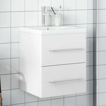 Stylish Bathroom Sink Cabinet with Built-in Basin - White