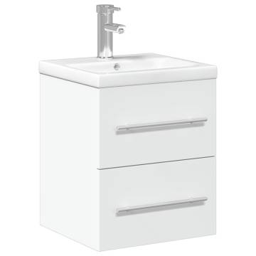 Stylish Bathroom Sink Cabinet with Built-in Basin - White