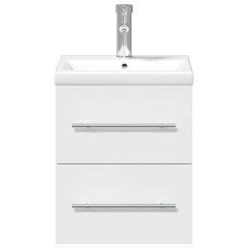 Stylish Bathroom Sink Cabinet with Built-in Basin - White