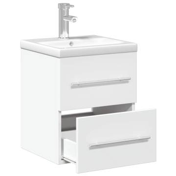 Stylish Bathroom Sink Cabinet with Built-in Basin - White