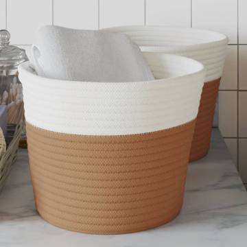 Storage Baskets 2 pcs Brown & White Ø24x18 cm - HipoMarket