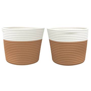 Storage Baskets 2 pcs Brown & White Ø24x18 cm - HipoMarket