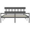 Grey Super King Size Bed Frame with Headboard - Solid Wood