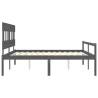 Grey Super King Size Bed Frame with Headboard - Solid Wood